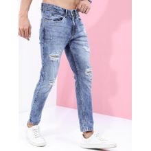 HIGHLANDER Men Blue Solid Mildly Distressed Heavy Fade Stretchable Jeans