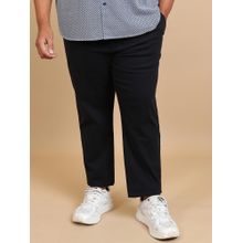 HIGHLANDER Plus Size Men Navy Blue Mid-Rise Trouser