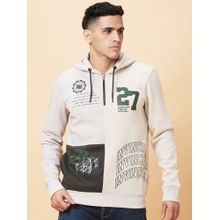 Being Human Mens Beige Graphic Print Hoodie