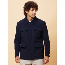 Being Human Mens Solid Navy Blue Jacket