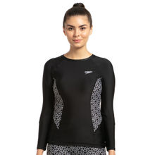 Speedo Women's Endurance Boomstar Printed Long Sleeve Suntop - Black & White