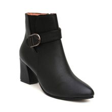 SHUZ TOUCH Block Heels Ankle Black Boots