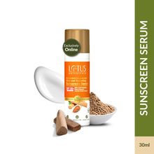 Lotus Botanicals Sandalwood & Hyaluronic Acid Glow and Hydrating Sunscreen Serum, SPF 50+, PA+++