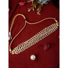 Shoshaa Gold-Platead White beaded Choker Necklace
