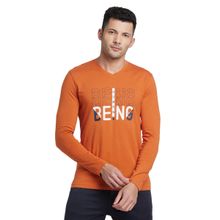Being Human Men Orange Regular Fit Long Sleeve T-Shirts