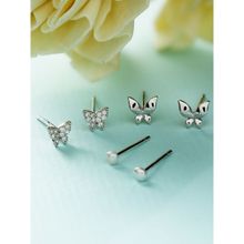 Sheer by Priyaasi Tiny Butterflies Sterling Silver Earrings Set of 3