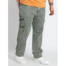 UNSIZED Mens Plus Size Olive Cargo Washed Denim Jeans