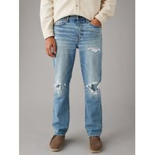 American Eagle Men Blue Easyflex Patched Relaxed Straight Jeans