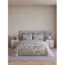 Ddecor Live Beautiful Cotton 180TC Floral Purple Super King Bedsheet with 2 Pillow Covers & Quilt