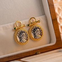 Inaya Accessories 18Kt Gold Plated Greek Goddess Coin Earrings, Kavya
