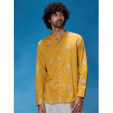 Likha Muted Quirk Yellow Mustard Cotton Printed Full Sleeves Shirt LIKMW24