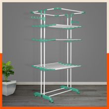 Bathla Mobidry Terra 4 Level Steel Modular Cloth Drying Stand (Teal - Extra Large) Made in India