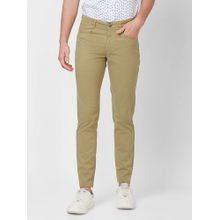 Giordano Khaki Slim Fit Solid Mid Waist Cotton Chinos