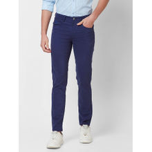 Giordano Blue Slim Fit Solid Mid Waist Cotton Chinos