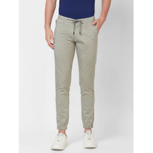Giordano Green Slim Fit Solid Mid Waist Cotton Joggers