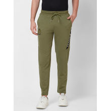 Giordano Olive Slim Fit Solid Mid Waist Cotton Track Pant