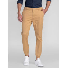 Giordano Khaki Slim Fit Solid Mid Waist Cotton Joggers