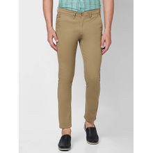 Giordano Khaki Slim Fit Solid Mid Waist Cotton Chinos