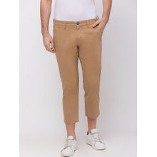 Giordano Khaki Slim Fit Solid Mid Waist Cotton Chinos