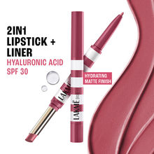 Lakme 9to5 Hya Beach Edit, Lipstick + Liner Duo, SPF 30, Hydrating Matte - Tanline Rose