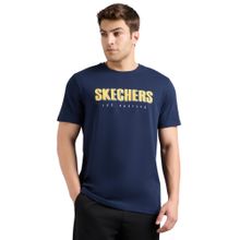 SKECHERS Men's Hand Painted Navy Blue T-Shirt