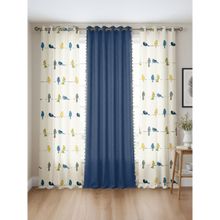 Urban Space Cotton Curtains Humming Bird Blue & Aura Indigo (Pack of 3)