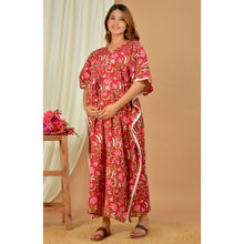 Sevya by Pranali Mittal Red Floral Maternity Kaftan Night Dress (Free Size)