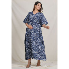 Sevya by Pranali Mittal Navy Blue Floral Maternity Kaftan Night Dress (Free Size)