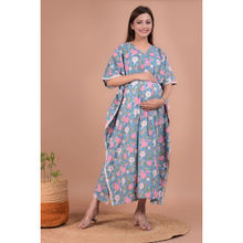 Sevya by Pranali Mittal Blue Floral Maternity Kaftan Night Dress (Free Size)