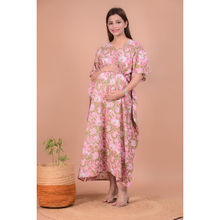 Sevya by Pranali Mittal Pink Floral Maternity Kaftan Night Dress (Free Size)