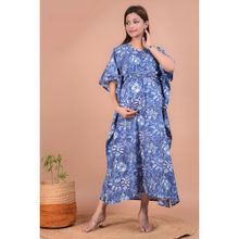 Sevya by Pranali Mittal Blue Floral Maternity Kaftan Night Dress (Free Size)