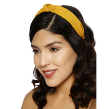 Toniq Mustard Yellow Solid Top Knot Hairband For Women