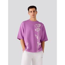 Muvazo Botanic Floral Oversized Unisex T-Shirt Lavender