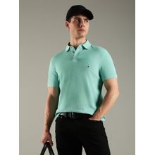 Tommy Hilfiger Men Aqua Solid Polo T-Shirt