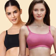 Nykd by Nykaa Easy Breezy Slip on Bra PO2 - NYB165 - Black and Rose (Pack of 2)