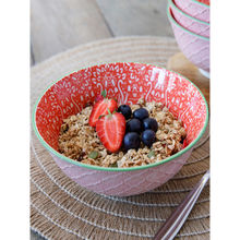Kitchen Craft Red and Pink Victorian Style Print Ceramic Bowl For thinKitchen