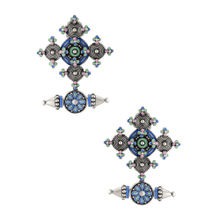 Tribe Amrapali Multi Enamel Coin Spike Chandrika Flower Earrings