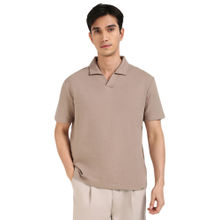 Calvin Klein Men Beige Textured Polo T-Shirt
