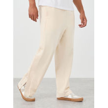 Styli Beige Men Oversizedd Track Pant with Popper Button