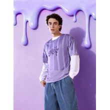 LOTTO Purple Liquid Fire Wave Baseball T-Shirt for Men