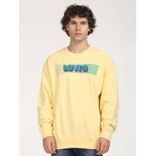 Levi's Men Solid Yellow Crew Neck Sweatshirt