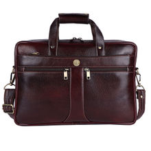 HiLEDER Pure Ndm Leather 16.5" Laptop Messenger Satchel Office Bag, Brown