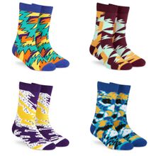 Dynamocks Men & Women Crew Length Socks, Pack Of 4 Pairs - Multi-Color (Free Size)