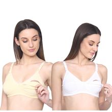N-Gal Women'S Premium Cotton Seamed Non Padded Maternity Bra Pack Of 2 - Multi-Color