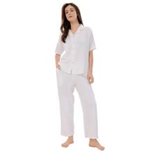 PIU Front Open Muslin Half Sleeves Solid Print Nightsuit - White (Set of 2)