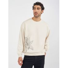Styli Men Cream Placement Floral Print Boxy Fit Sweatshirt