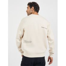 Styli Men Cream Solid Relaxed Fit Sweatshirt