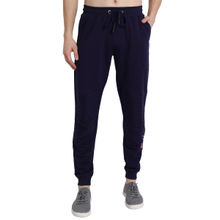 AM SWAN Cotton Rich Lycra Straight Joggers In Navy Blue