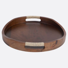 Brick Brown Tribal Curvy Serving Tray in Walnut