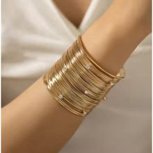 ISHKAARA Gold Toned Artificial Stones Cuff Bracelet
